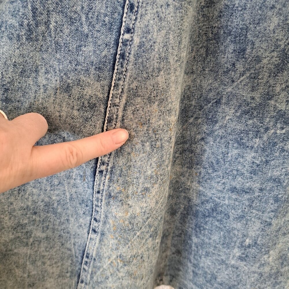 Vtg 80's Acid Stone Washed Women's Denim Maxi Dress Long Slv Button Med Western - Picture 8 of 12